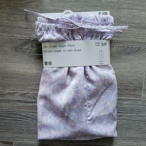 Uniqlo Satin Drape Jogger Pants, Small, Lavender